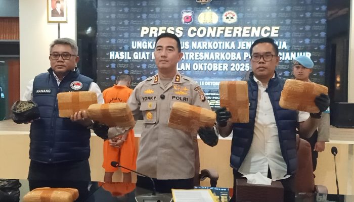 Polres Cianjur Ungkap Jaringan Ganja Antarprovinsi, Sita 6,4 Kilogram Barang Bukti